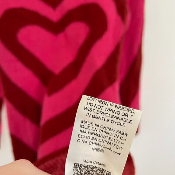 SHEIN Allurite Heart Pattern Round Neck Sweater Dress Pink Red Fitted Bodycon - Picture 11 of 14